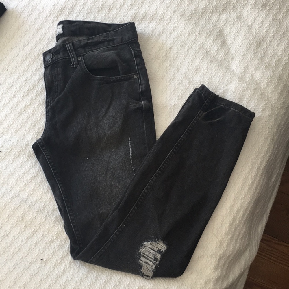 Free People Black Washed Ripped Jeans size 29